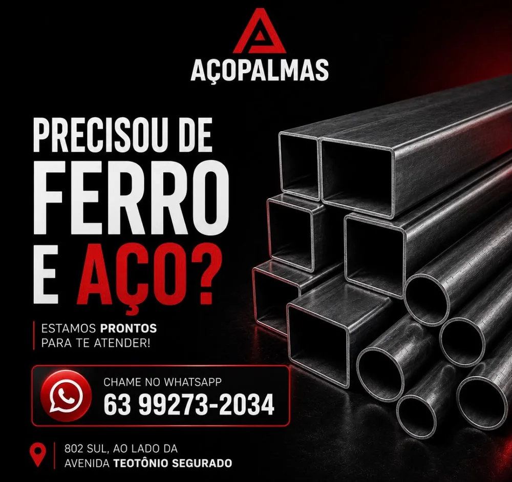 Arte da Açopalmas com o título Precisou de ferro e aço?